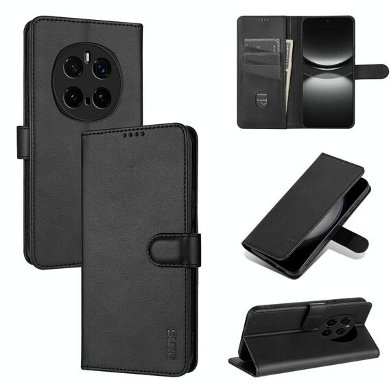 Custodia per telefono in pelle di vitello con texture a vibrazione per Honor Magic7 Pro AZNS (nero)