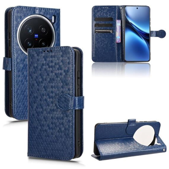 Per vivo X200 Pro 5G Custodia in pelle con trama a nido d'ape (blu)