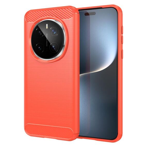Custodia per telefono in TPU con texture spazzolata in fibra di carbonio per Honor Magic7 Pro (rosso)