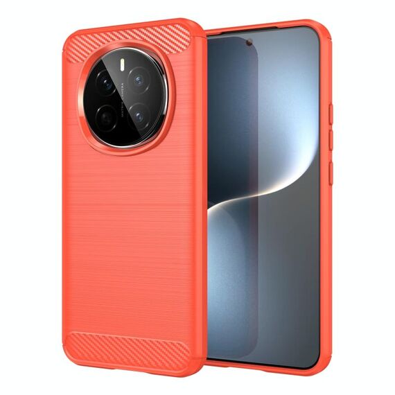 Custodia per telefono in TPU con texture spazzolata in fibra di carbonio per Honor Magic7 (rosso)
