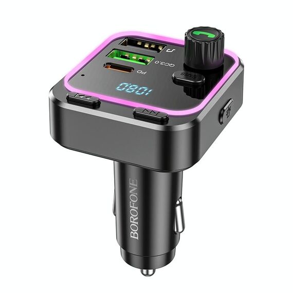 Trasmettitore FM Bluetooth per auto Borofone BC53 Highway PD20W e QC3.0 (nero)