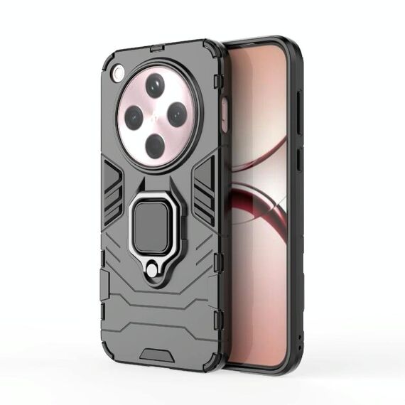 Per OPPO Find X8 5G Custodia protettiva antiurto in PC + TPU con supporto ad anello magnetico (nero)