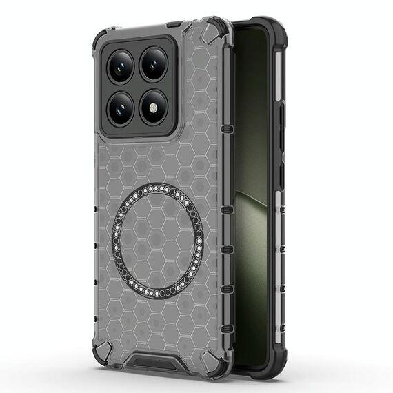 Per Xiaomi 14T 5G Global Honeycomb Custodia antiurto per telefono con anello magnetico (nero)