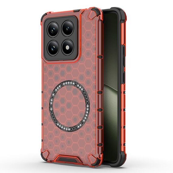 Per Xiaomi 14T 5G Global Honeycomb Anello Magnetico Antiurto Custodia per Telefono (Rosso)