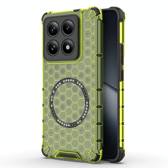Per Xiaomi 14T Pro 5G Custodia antiurto per telefono con anello magnetico a nido d'ape globale (verde)