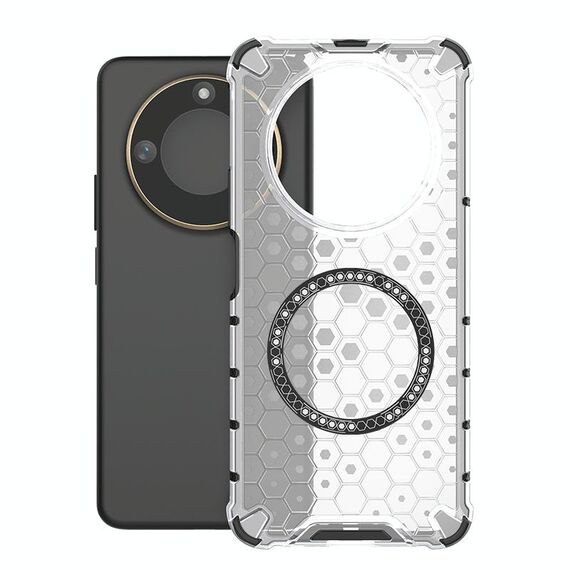 Per Honor X60 5G Custodia antiurto con anello magnetico a nido d'ape (bianco)