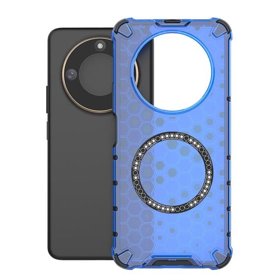 Per Honor X60 5G Custodia antiurto con anello magnetico a nido d'ape (blu)