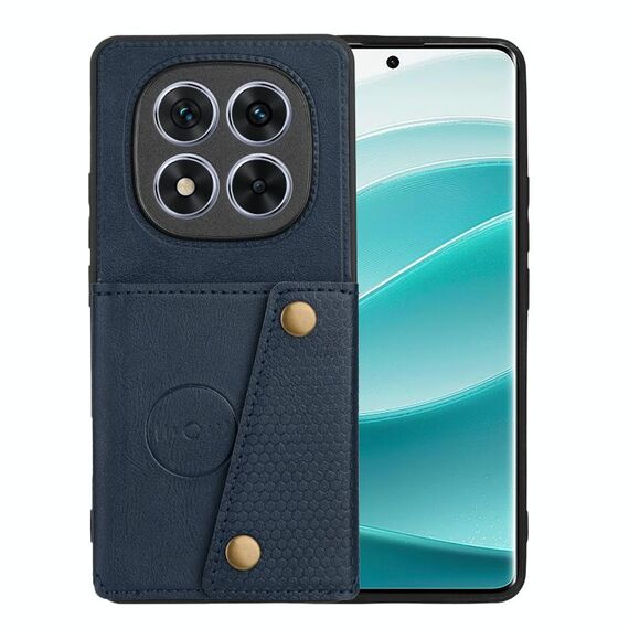 Per Redmi Note 14 Pro+ 5G Custodia magnetica per telefono con doppia fibbia e slot per schede (blu)