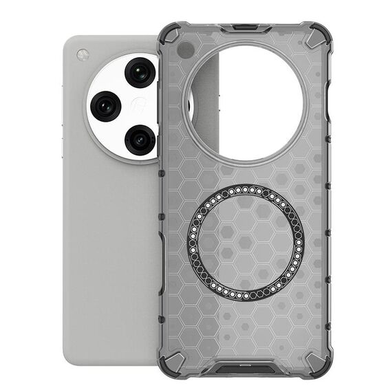 Per OPPO Find X8 Pro 5G Custodia antiurto con anello magnetico a nido d'ape (nero)