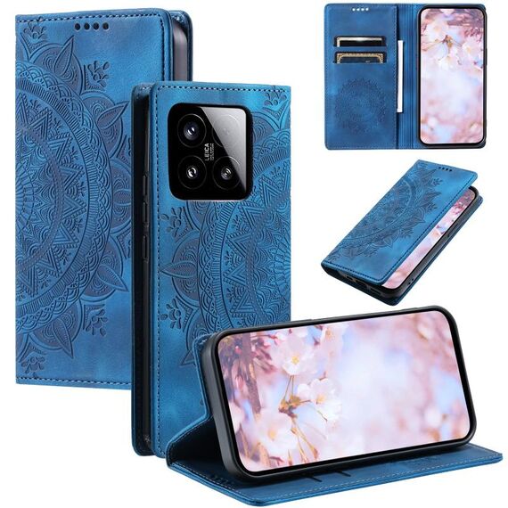 Per Xiaomi 15 Custodia per telefono in pelle magnetica goffrata Totem (blu)