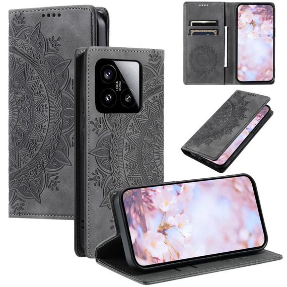 Per Xiaomi 15 Custodia per telefono in pelle magnetica goffrata Totem (grigio)