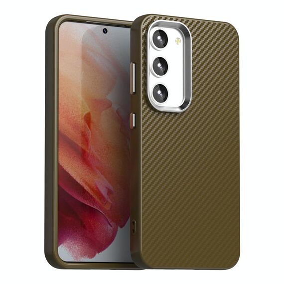 Per Samsung Galaxy S23 5G Custodia per telefono IMD in fibra di carbonio (marrone)