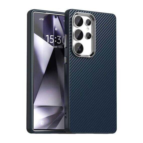 Per Samsung Galaxy S25 Ultra 5G Custodia per telefono IMD in fibra di carbonio (blu)