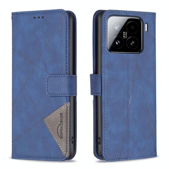 Per Xiaomi 15 Custodia per telefono in pelle con texture a rombo con fibbia magnetica (blu)