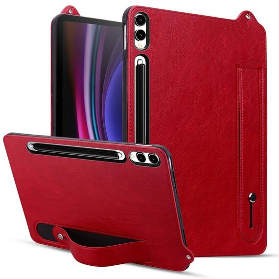 Per Samsung Galaxy Tab S10 Ultra / S9 Ultra Custodia per tablet in pelle TPU con cinturino (rosso)