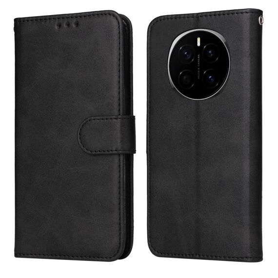 Custodia a libro in pelle con texture di vitello per Honor Magic7 Classic (nero)