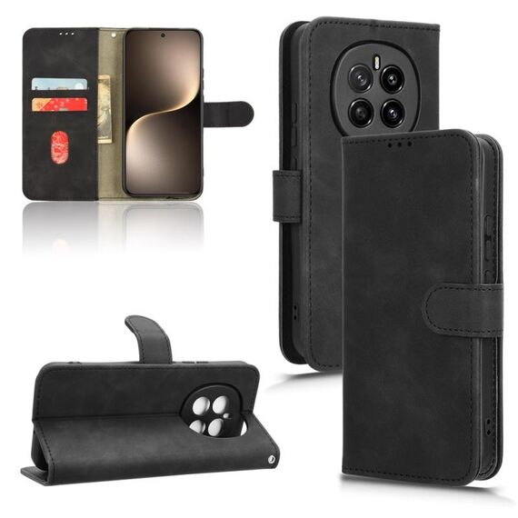 Custodia per telefono in pelle magnetica con chiusura a scatto per Honor Magic7 Skin Feel (nera)
