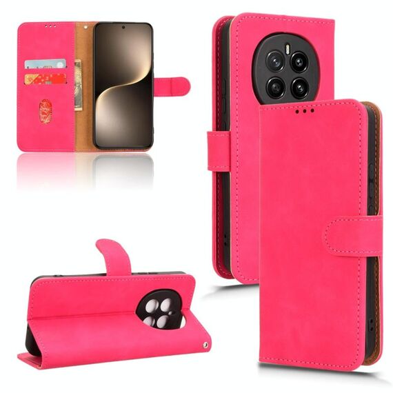 Custodia in pelle magnetica con flip per telefono For Honor Magic7 Skin Feel (rosso rosa)
