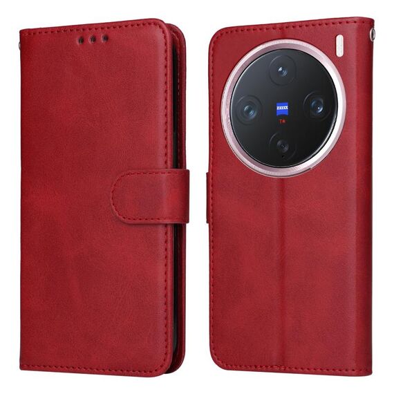 Per vivo X200 Pro mini Custodia per telefono in pelle con texture di vitello classica (rosso)