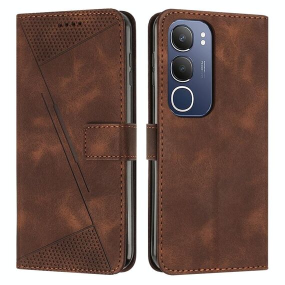 Per vivo Y19s Dream Triangle Custodia in pelle per telefono con cordino (marrone)