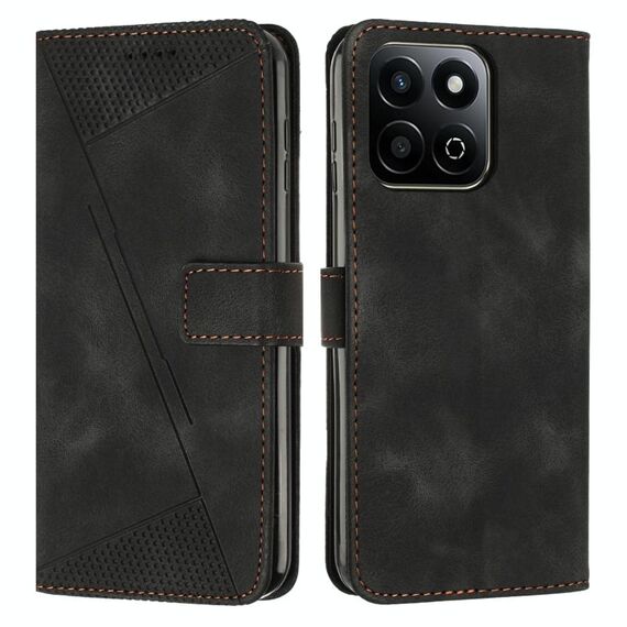 Per Honor X7c 4G / 200 Smart Dream Triangle Custodia in pelle con cordino (nero)