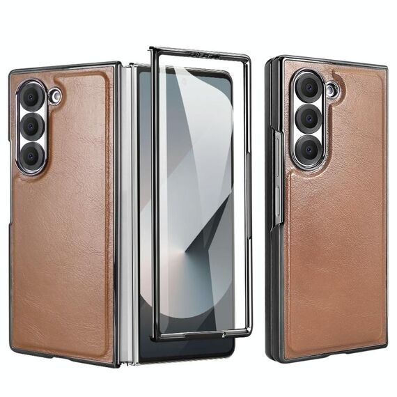 Per Samsung Galaxy Z Fold6 VIETAO Custodia per telefono PU MagSafe integrata (marrone)