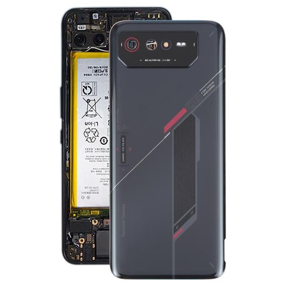 Per Asus ROG Phone 6 AI2201-C AI2201-F Cover posteriore in vetro per batteria con cavo NFC/Light (nero rosso)