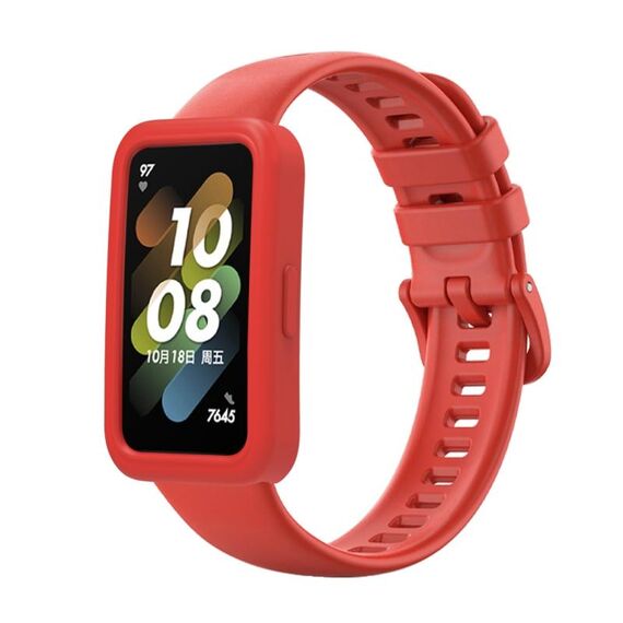 Custodia protettiva in silicone per Huawei Band 8 + kit cinturino in silicone (rosso)