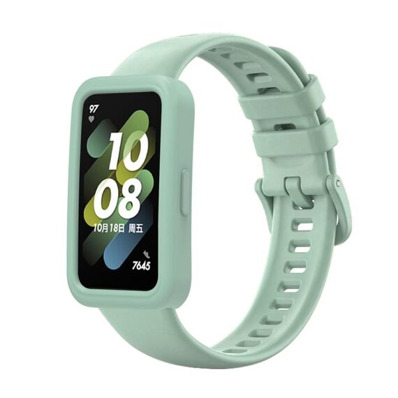 Custodia protettiva in silicone per Huawei Band 8 + kit cinturino in silicone (verde chiaro)