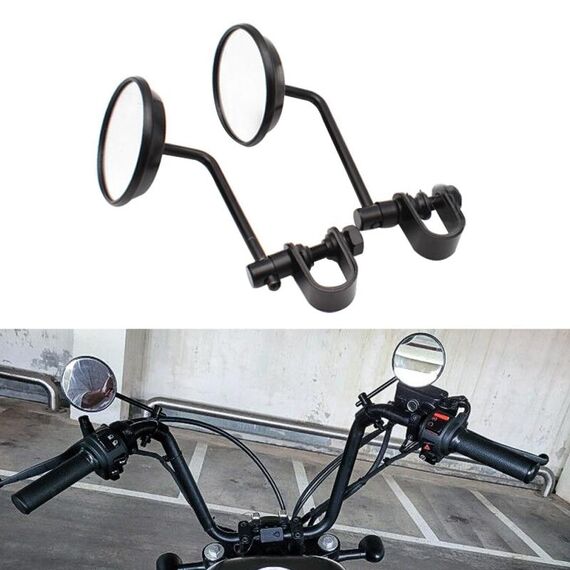 SF-127 Specchietto retrovisore rotondo piccolo per moto Specchietto retrovisore (nero)