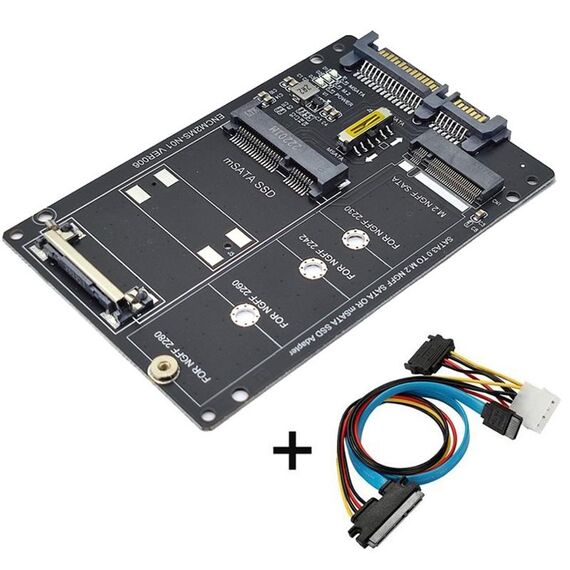 SATA 22PIN a MSATA o M.2 NGFF SATA Card 2 in 1 scheda convertitore SSD con cavo SATA 22pin