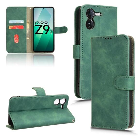 Per vivo iQOO Z9 5G Custodia per telefono in pelle con chiusura magnetica Global Skin Feel (verde)