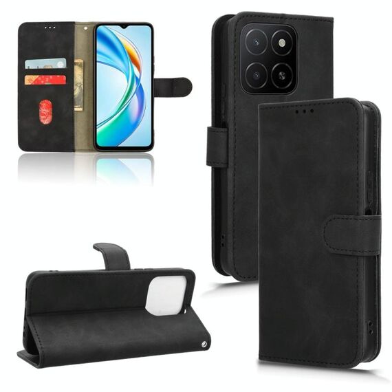 Custodia in pelle magnetica con chiusura magnetica per Honor X5b 4G (nera)