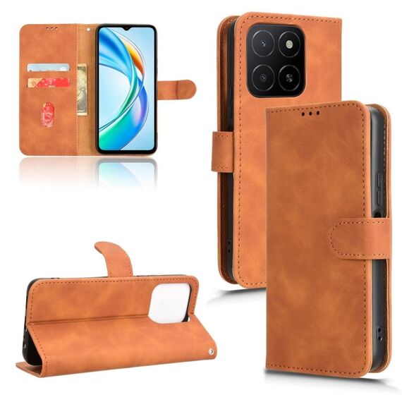 Custodia in pelle magnetica con chiusura magnetica per Honor X5b 4G (marrone)