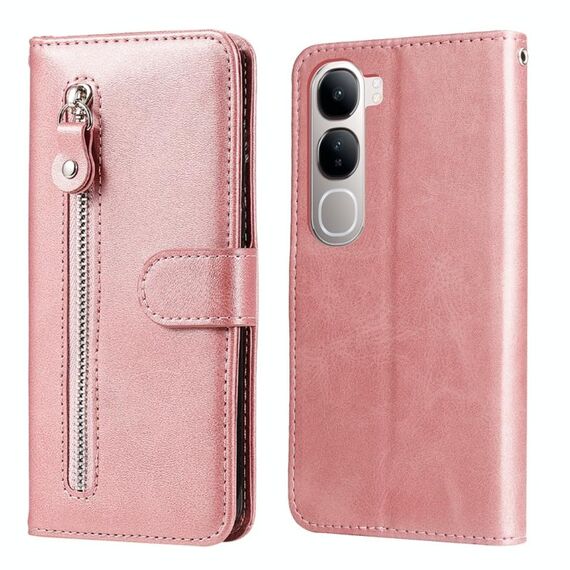 Per vivo V40 Lite 4G / 5G IDN Fashion Calf Texture Custodia in pelle con cerniera per telefono (oro rosa)