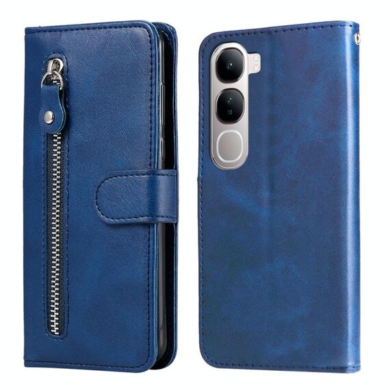 Per vivo V40 Lite 4G / 5G IDN Fashion Calf Texture Custodia in pelle con cerniera per telefono (blu)