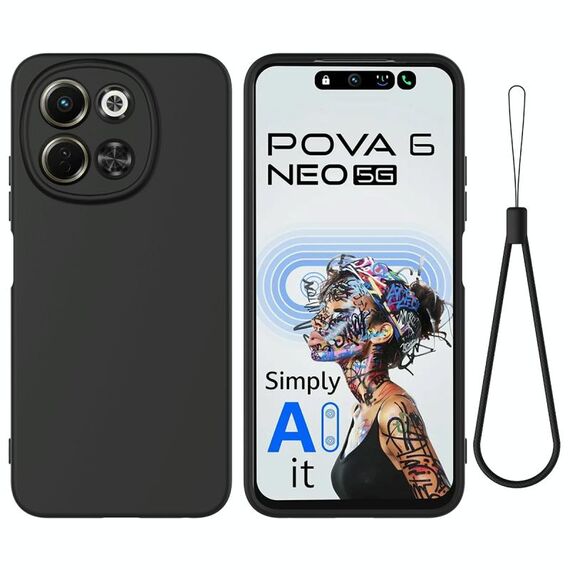 Per Tecno Spark 30 5G / Pova 6 Neo 5G Custodia antiurto in silicone liquido di colore puro (nero)