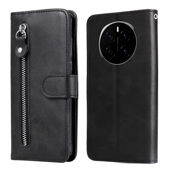Custodia per telefono in pelle con cerniera For Honor Magic7 Fashion Calf Texture (nero)