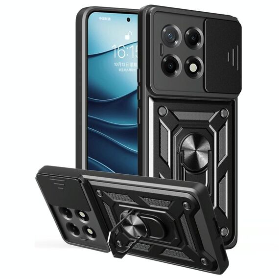 Per Tecno Camon 30S Custodia per fotocamera scorrevole in TPU+PC (nero)