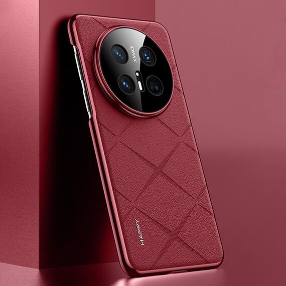 Per Huawei Mate 70 Pro Custodia per telefono in pelle liscia per PC (rosso vino)