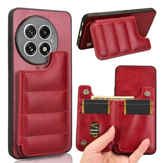 Per OnePlus 13 Custodia per telefono con motivo a mucca e carta da cucire (rosso)
