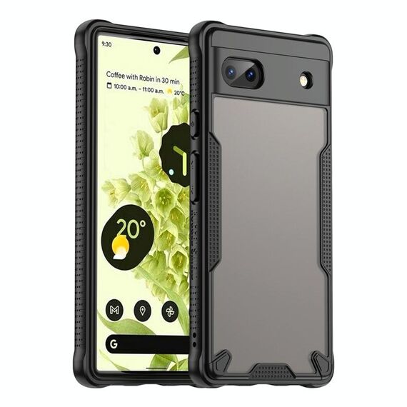 Per Google Pixel 6a Armor Glaze PC Hybrid TPU Custodia per telefono (nero)