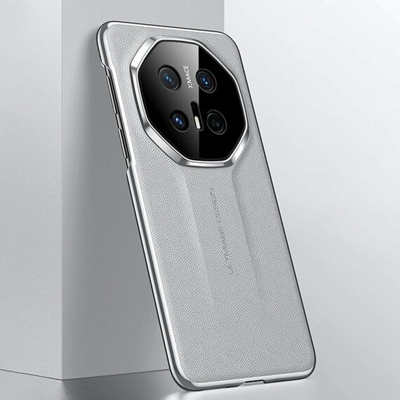 Per Huawei Mate 70 RS Ultimate Plain Leather Series Custodia antiurto per telefono (grigio)