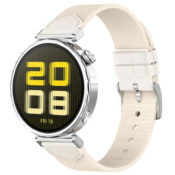 Per Huawei Watch GT 5 41mm / GT 5 Pro 42mm Cinturino in nylon denim cucito (bianco)
