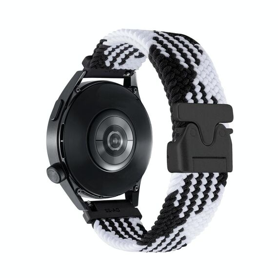 Cinturino per orologio in nylon intrecciato con bottone automatico da 22 mm (nero bianco)