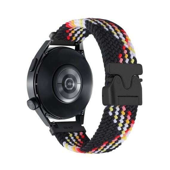 Cinturino per orologio in nylon intrecciato con bottone automatico da 22 mm (arcobaleno nero)