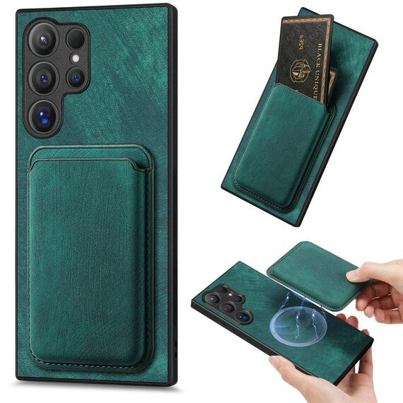Per Samsung Galaxy S25 Ultra 5G Retro Leather Card Bag Custodia magnetica per telefono (verde)