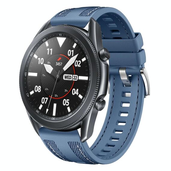 Per Samsung Galaxy Watch 3 45mm Push Connector 22mm Cinturino per orologio in silicone e nylon ibrido (azzurro chiaro)