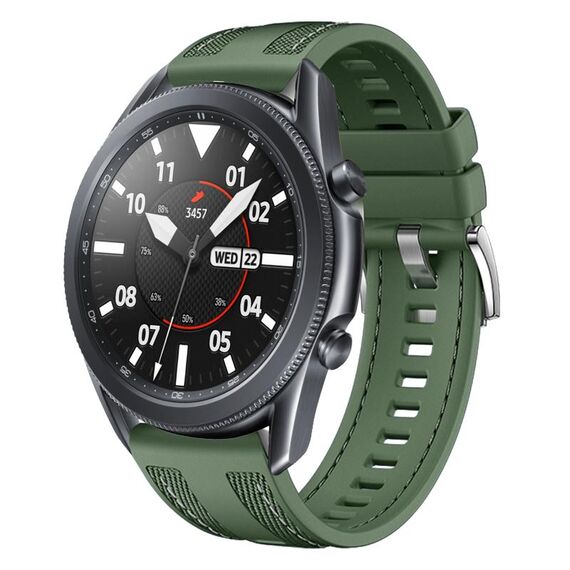 Per Samsung Galaxy Watch 3 45mm Push Connector 22mm Hybrid Nylon Silicone Watch Band (verde abete)
