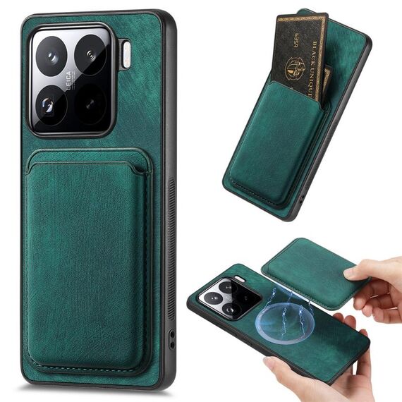 Per Xiaomi 15 Pro Retro Leather Card Bag Custodia magnetica per telefono (verde)